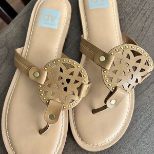 DV Tan Leather Sandals with Cutout Design